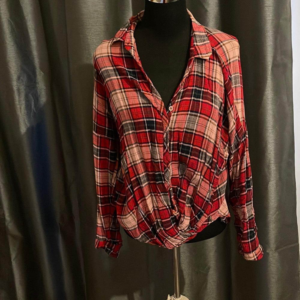 Long sleeve red plaid shirt